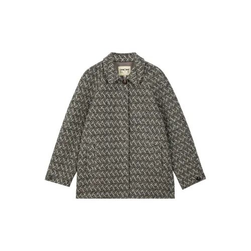 Omont Coats Women's Dark Gray Herringbone