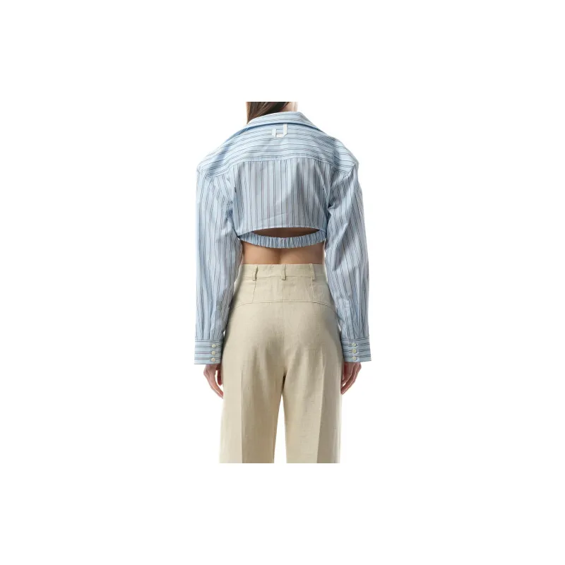 Jacquemus Striped Collared Cropped Shirt-2