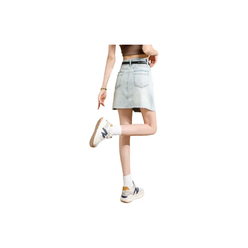 TERRE BLEUE Denim Short Skirts Women's Blue-2