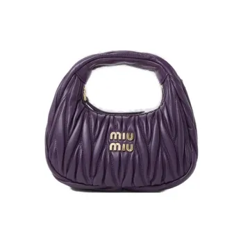 MIU MIU Nappa Leather Handbag Mini Women's Purple