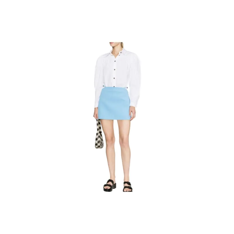 GANNI Puff sleeve Organic Cotton Shirt-1