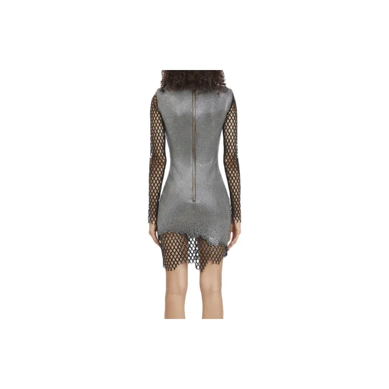 BALMAIN Long Sleeved Dresses Women's Gray-2