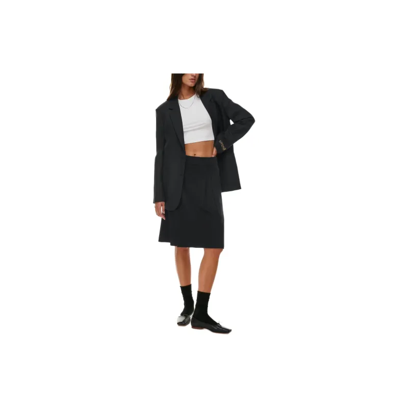 ARITZIA Sunday Best Rider Midi Skirt Casual Long Skirts Women's Black-2