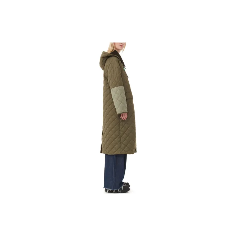 GANNI x BARBOUR Collaboration Burghley Quilted Jacket Coats Women's Brown-4