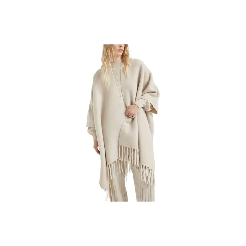 Brunello Cucinelli Fringed Edge Knitted Cape-2