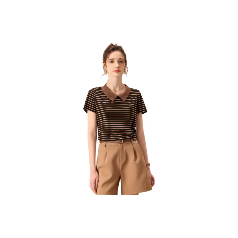 FENHONGMALI T Shirt Women's Coffee-1