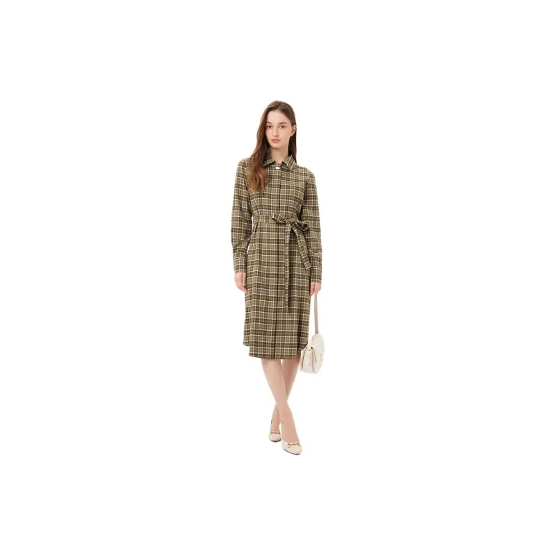 Hush Puppies Long Sleeved Dresses Women's Beige Coffee-2