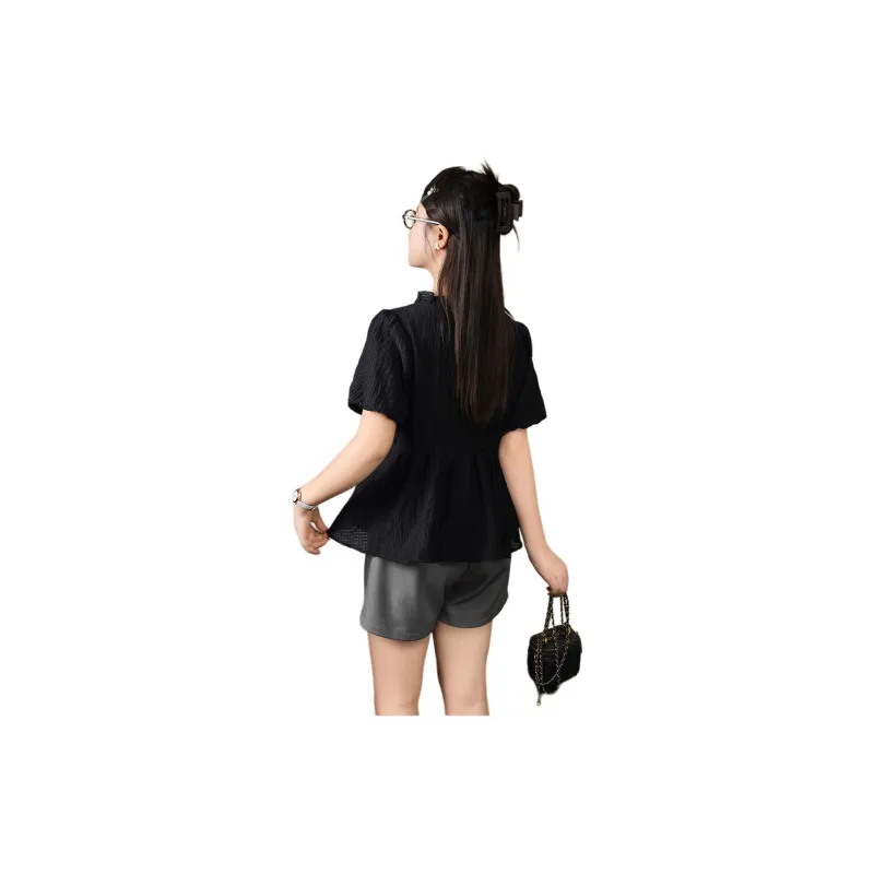 DAMABAIFENBAI Chiffon Shirts Women's Black-2
