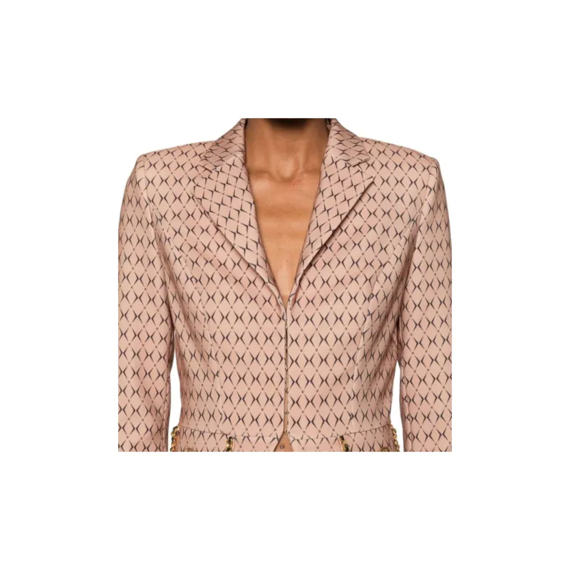 Elisabetta Franchi Diamond Printed Cropped Blazer-4