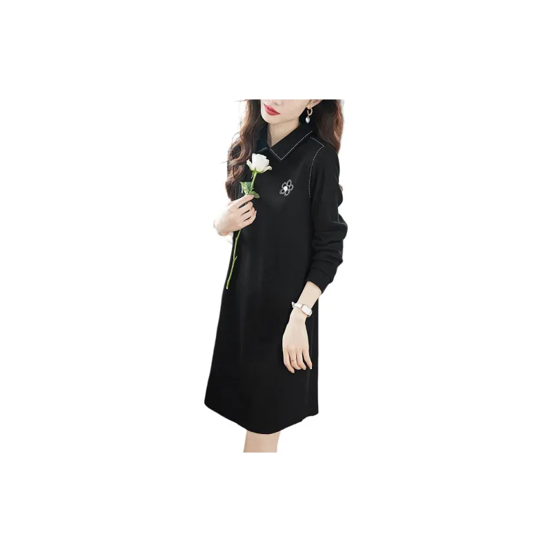 Mo Han Yi Mei Long Sleeved Dress Women's Black-1