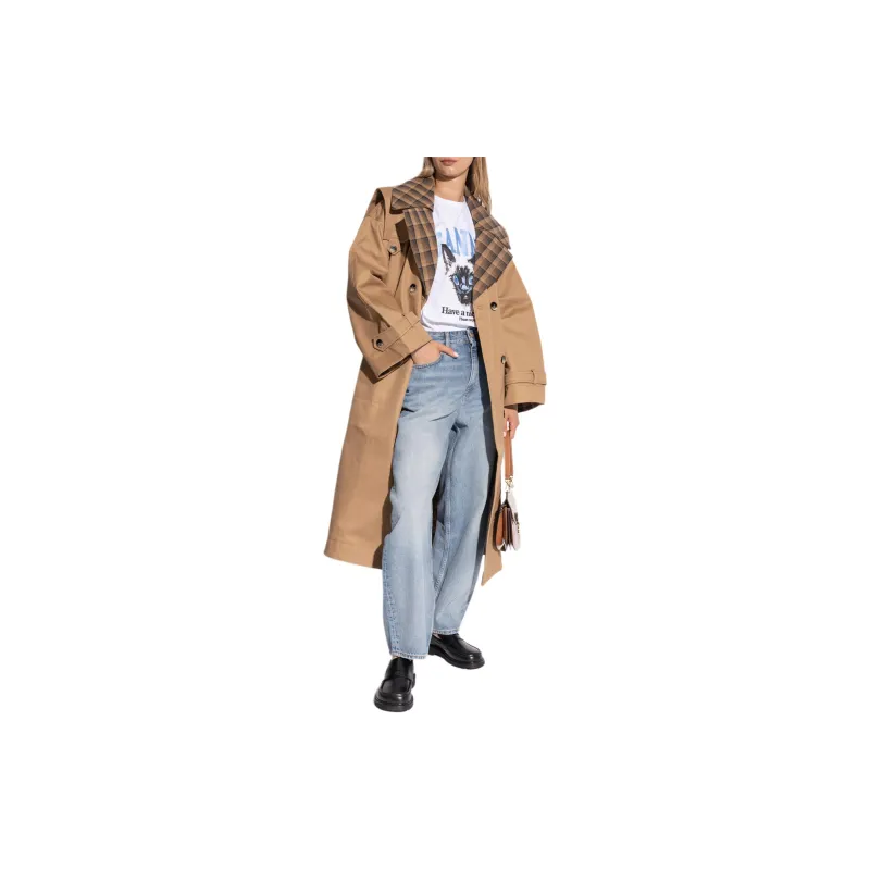 GANNI Belted Oversized Trench Coat-1