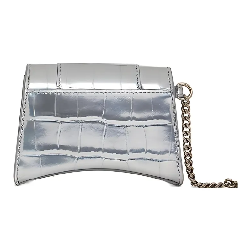 Balenciaga Cow Leather Hourglass Bag Shoulder Bag Crossbody Bag Women's Silver-1