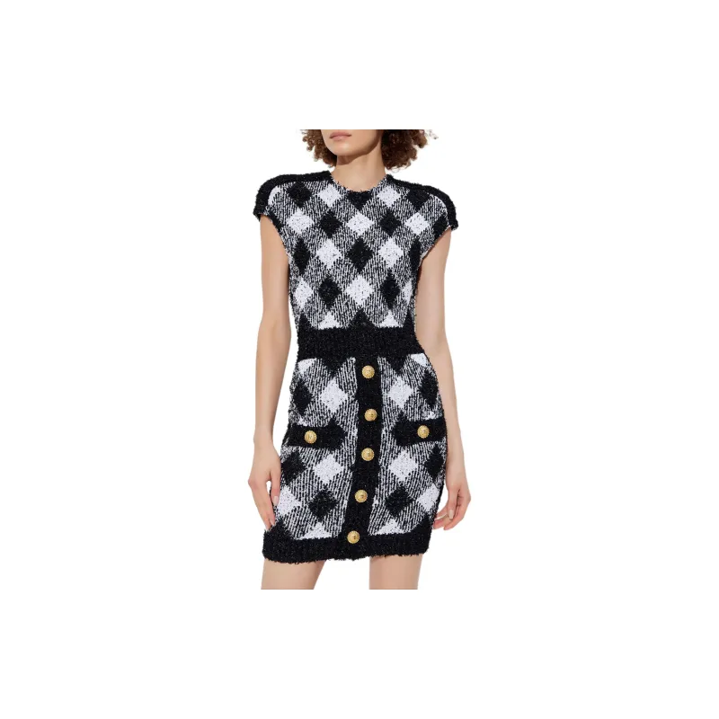 BALMAIN Sleeveless Round Neck Mini Dress-2