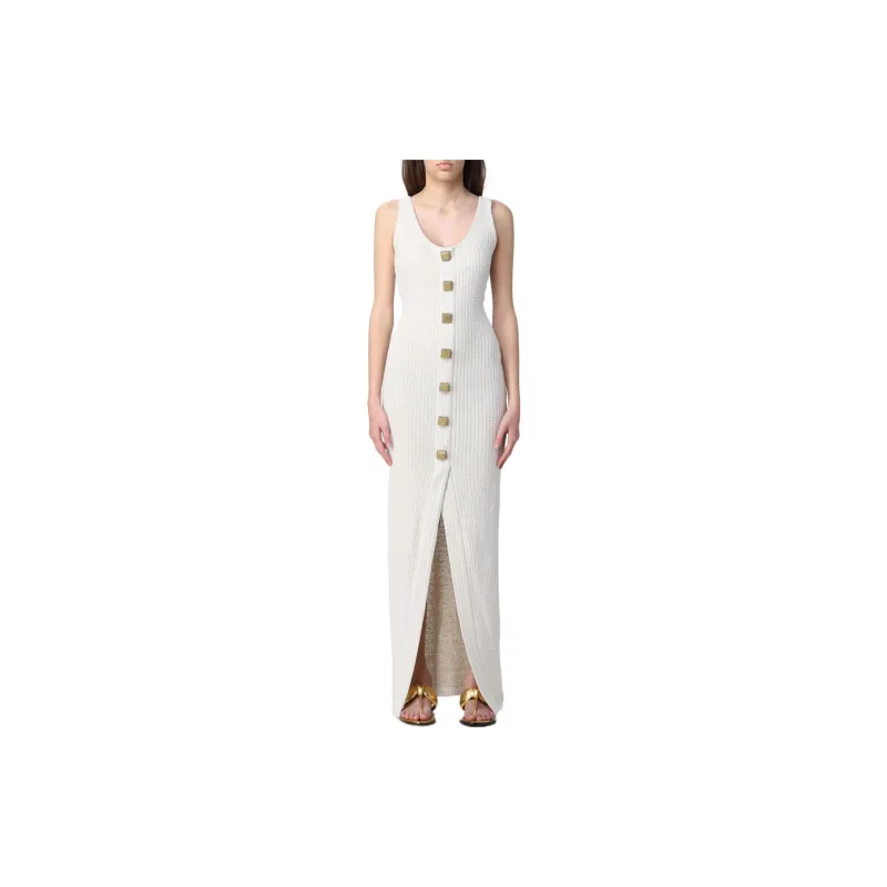 BALMAIN Sleeveless Dresses Women's Beige-1