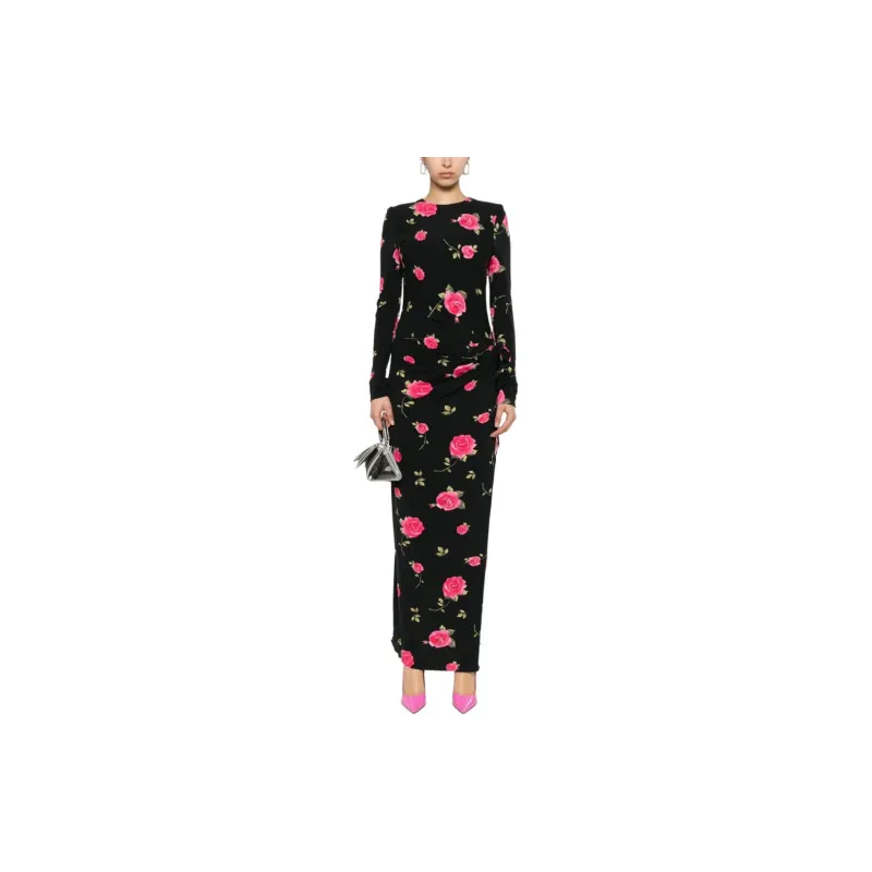 Magda Butrym Gathered Long Sleeved Printed Maxi Dress-1