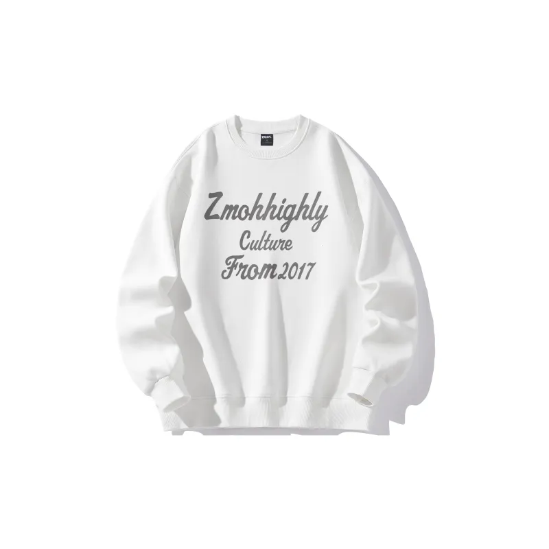 ZMOH Fleece Lined Crew Neck Sweatshirt Unisex Couple's-4