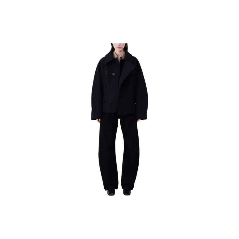 Lemaire Short Asymmetrical Bathrobe Coat 'Brown'-4