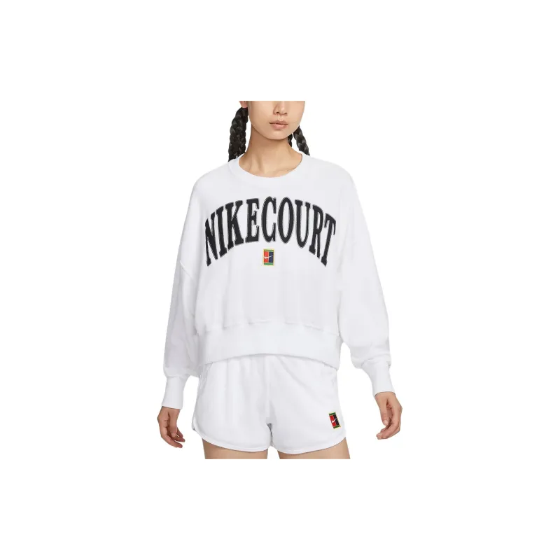 Nike COURT HERITAGE Sweatshirt Women's White/White/Asphalt Gray/Black-2