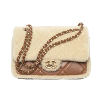 CHANEL Lambskin Crossbody Bag, Shoulder Bag Women's Beige & Brown