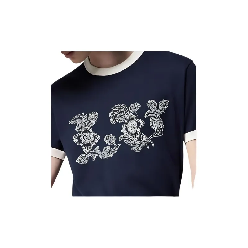 LOUIS VUITTON Graphic Intarsia Short Sleeved Cotton Crewneck-6