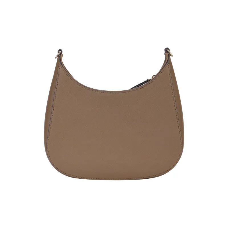 TORY BURCH Emerson Textured Cow Leather Crescent Moon Bag Shoulder Bag Large Size Women's Brown-4