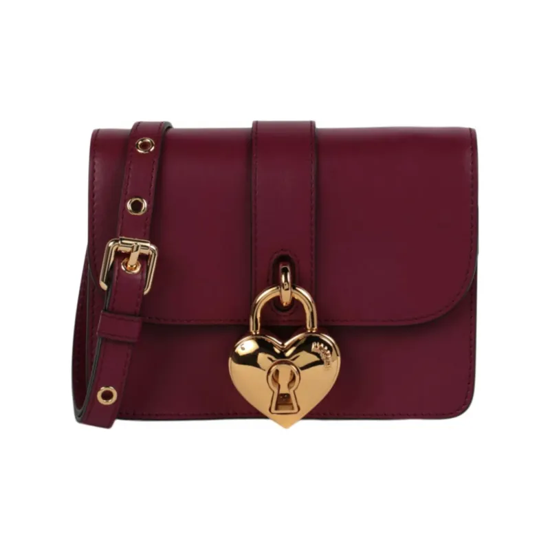 MOSCHINO Leather Shoulder Bag Crossbody Bag Handbag Regular Women's Bordeaux Red-0