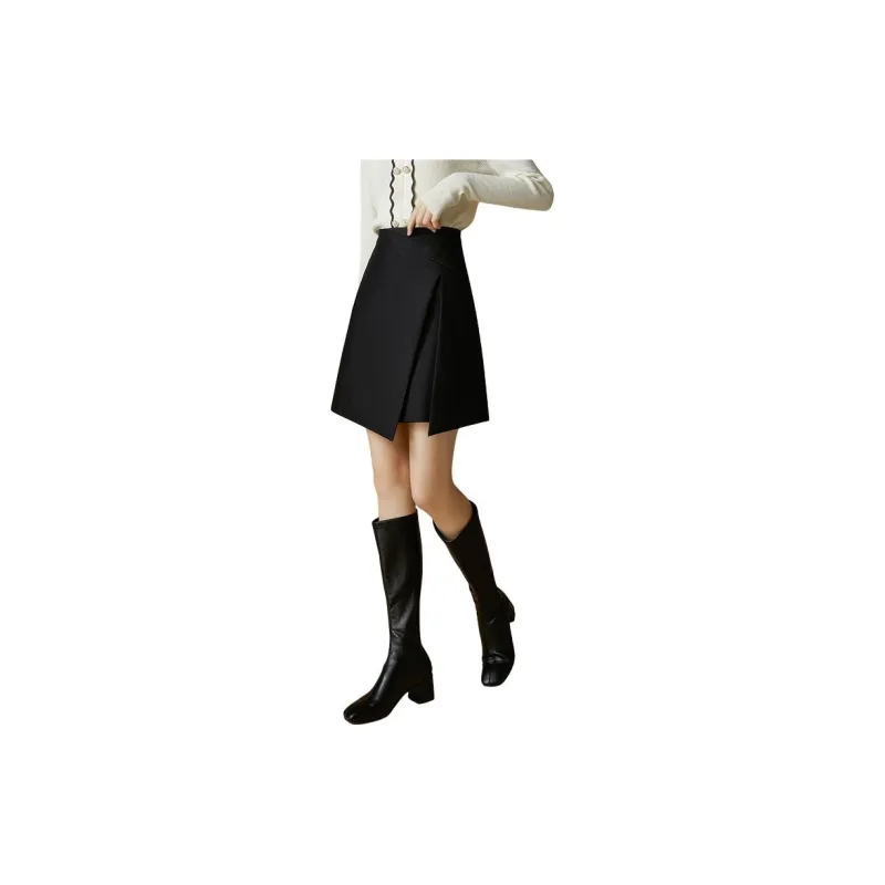 Late White Casual Short Skirts Women's Black-8