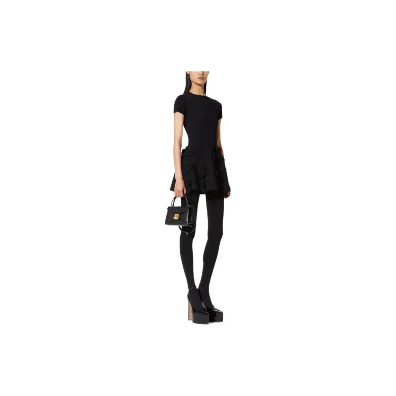 Valentino Short Sleeved Dress Women's Black-3