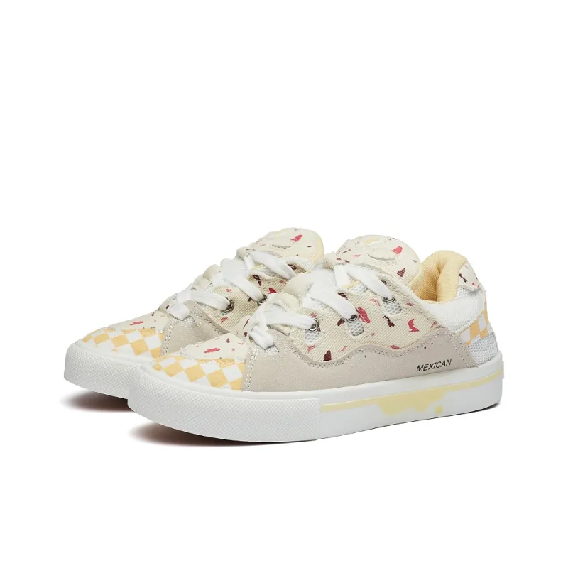 MEXICAN Anti Slip Wear Resistant Low Top Skateboard Shoes Women's Ecru-3