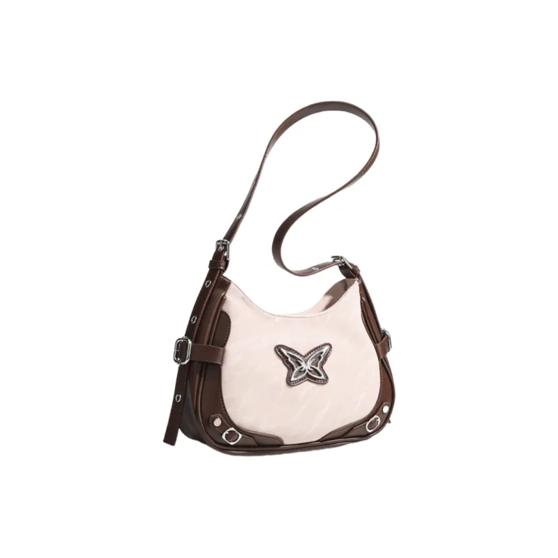 NOMK PU Shoulder Bag, Portable Crossbody Bag Women's Pink/Light Blue/Beige Apricot-1