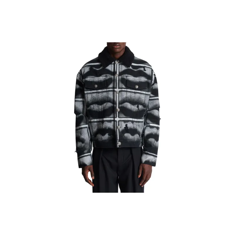 BALMAIN Lips print Denim Jacket-2