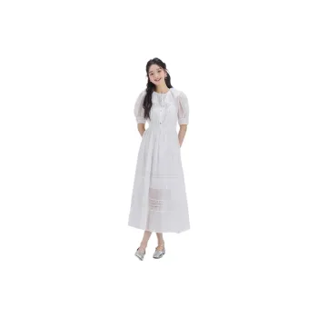 DEAR DEER PUFF Short Sleeved Dresses Women's White