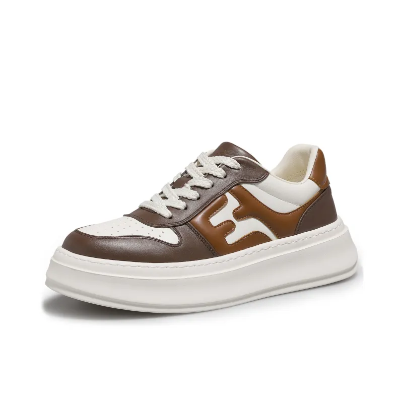 Desai Desai Anti Slip Wear Resistant Low Top Skateboard Shoes Men's White Coffee-1