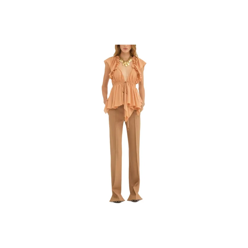 Chloé Ruffled Sleeveless Silk Blouse-1