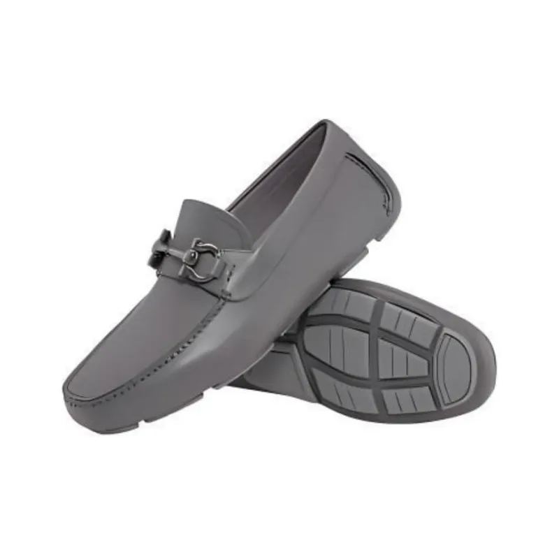 FERRAGAMO Gancini-plaque Leather Driver Shoes-2