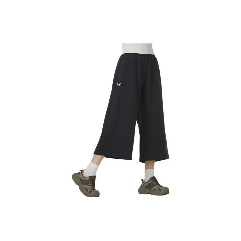 Under Armour Rival Fleece Crop Wide Leg Knitted Sweatpants Women's Black-5