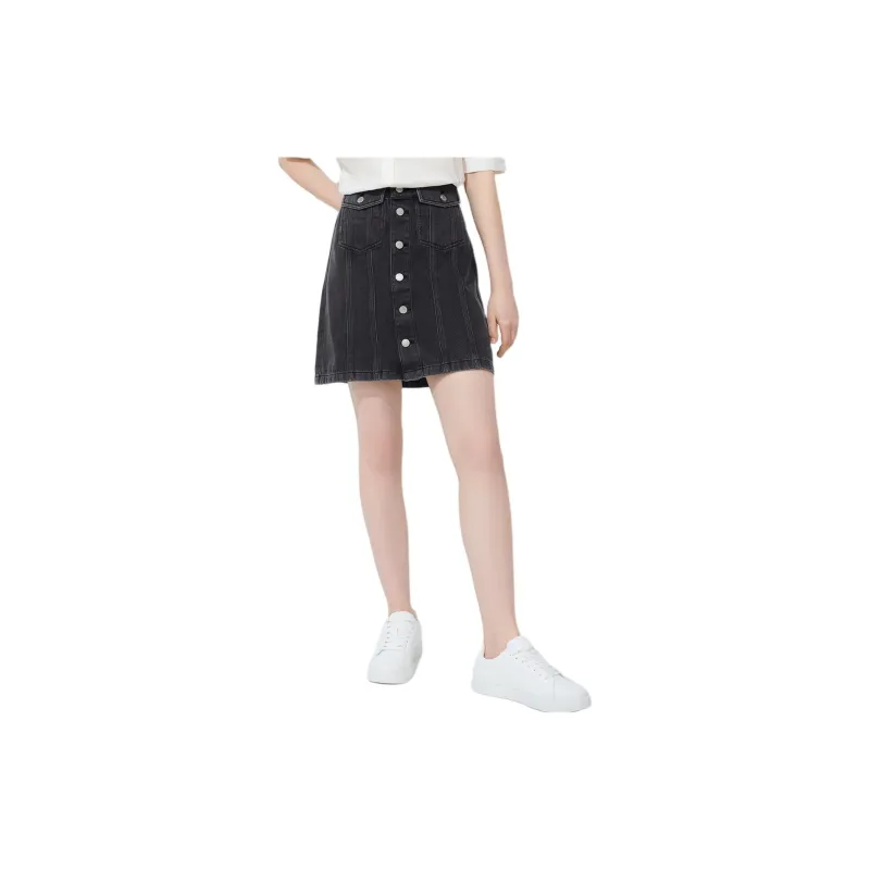 Hush Puppies Denim Short Skirts Women's Black Gray-1