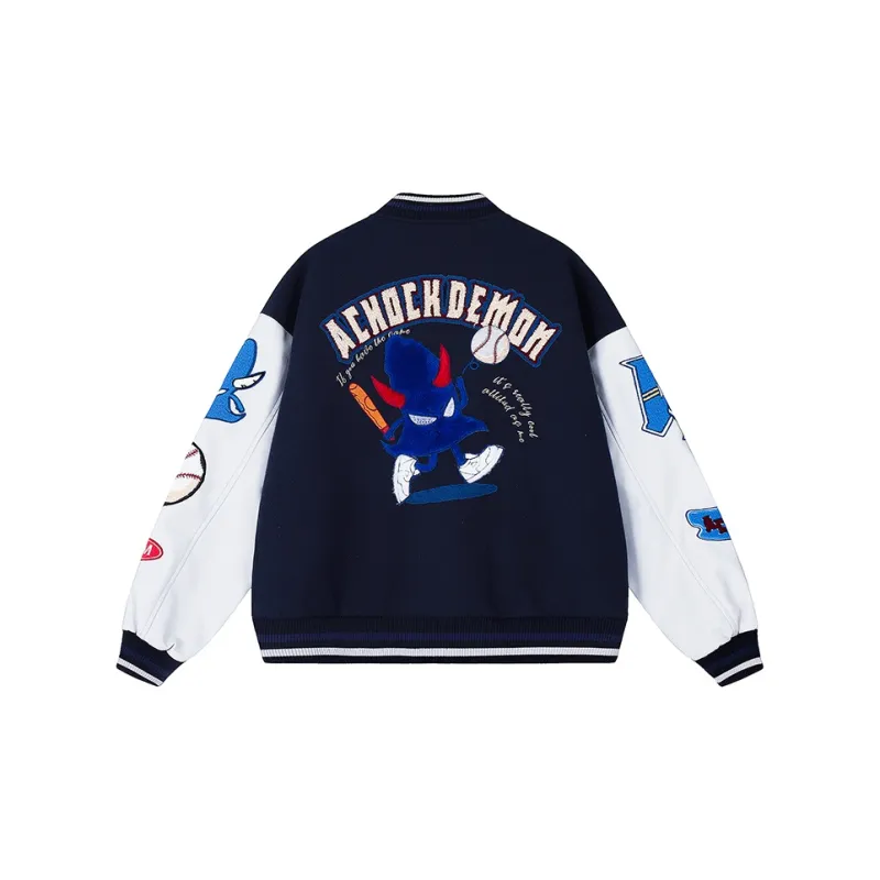 A Chock Baseball Jacket Unisex Navy Blue-1
