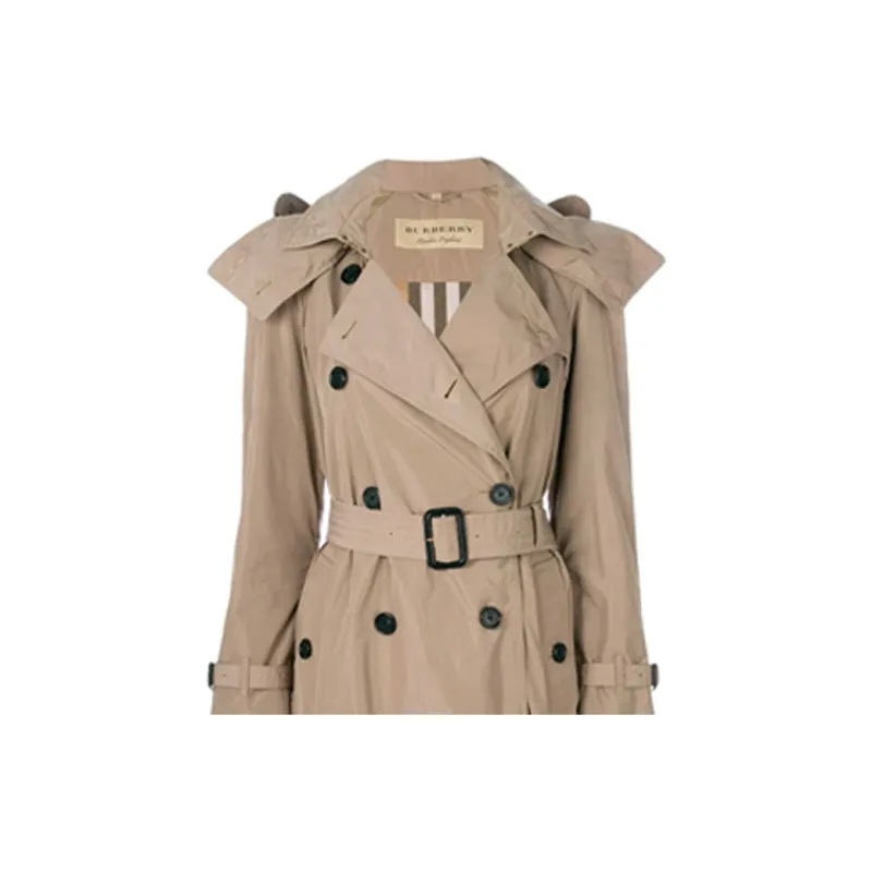 Burberry Trench Coats Women's Beige-6