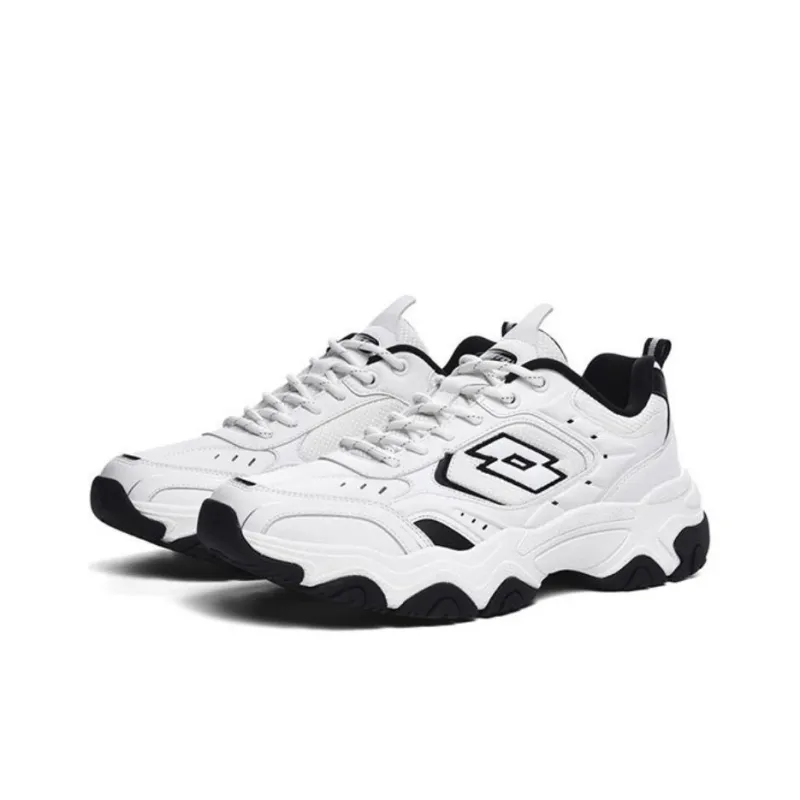 LOTTO Anti-Slip Wear-Resistant Low-Top Chunky Sneakers Women's White Black-3