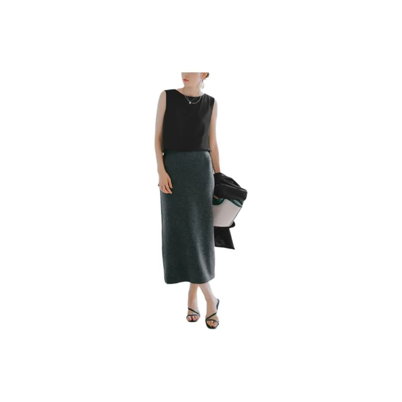 UNIQLO Knit Long Skirts Women's Dark Gray-3