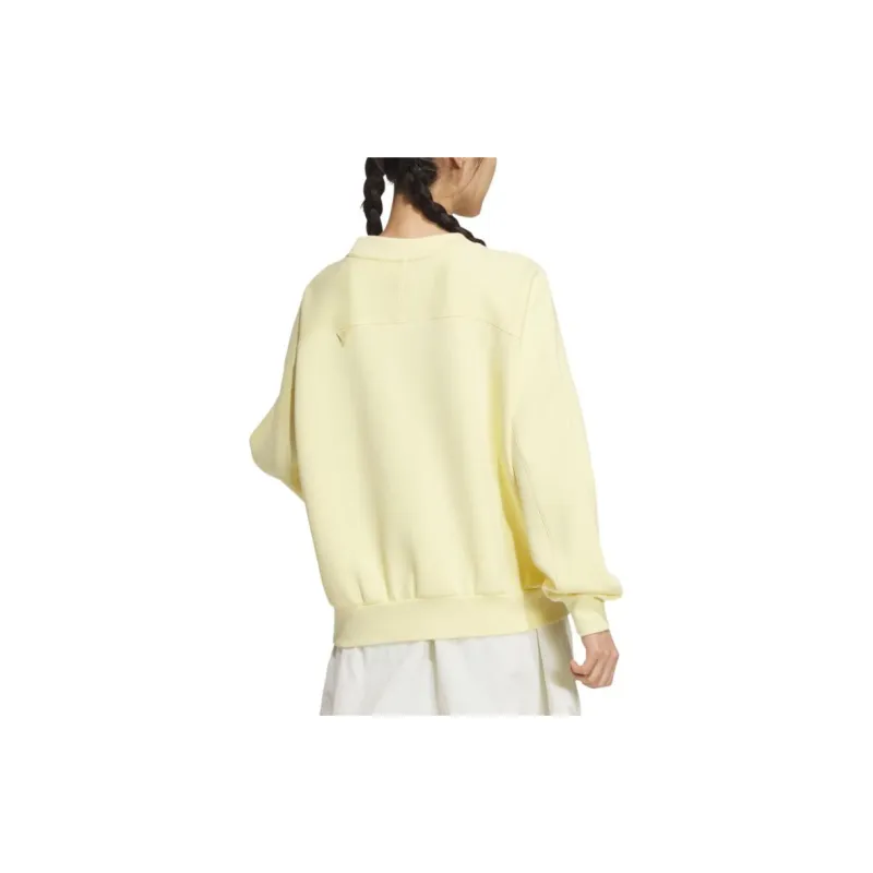 Adidas Logo Doubleknit Crew Sweatshirt Women's Yellow-2