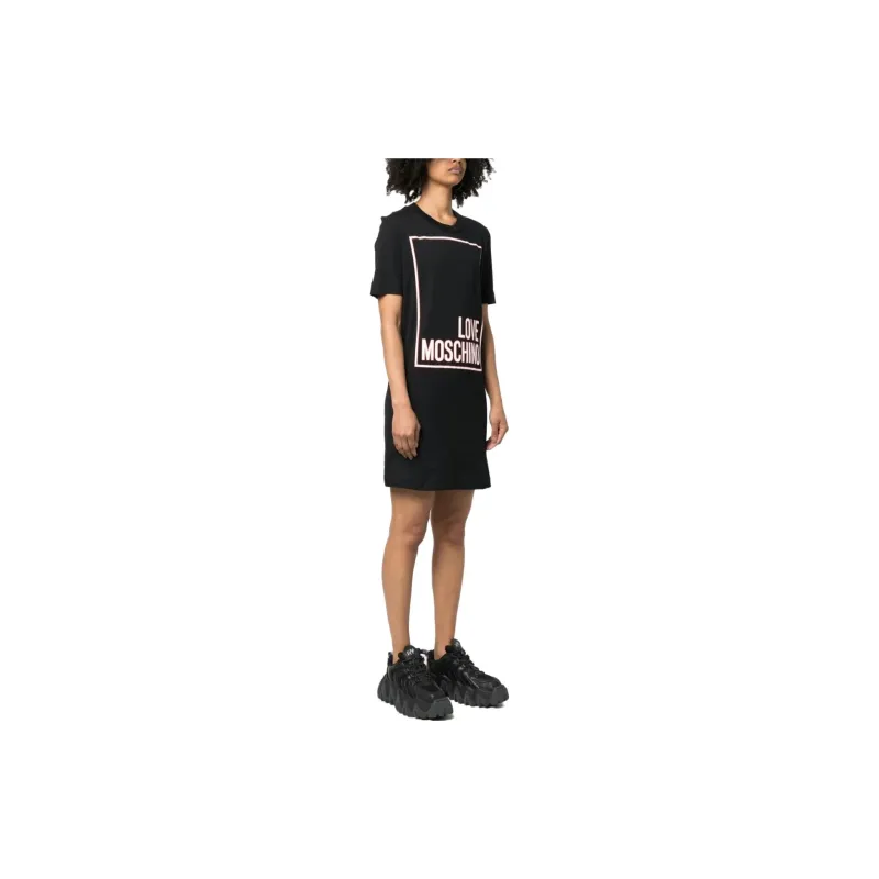 LOVE MOSCHINO Short Sleeved Dresses Women's Black-3