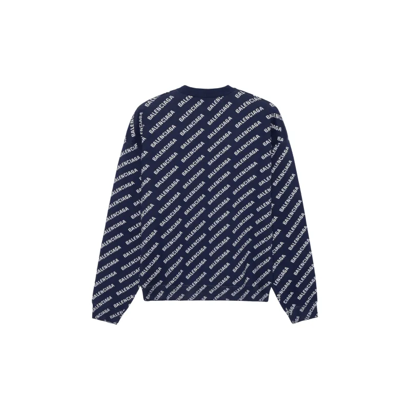 Balenciaga Allover Logo Printed Crewneck Knit Jumper-1