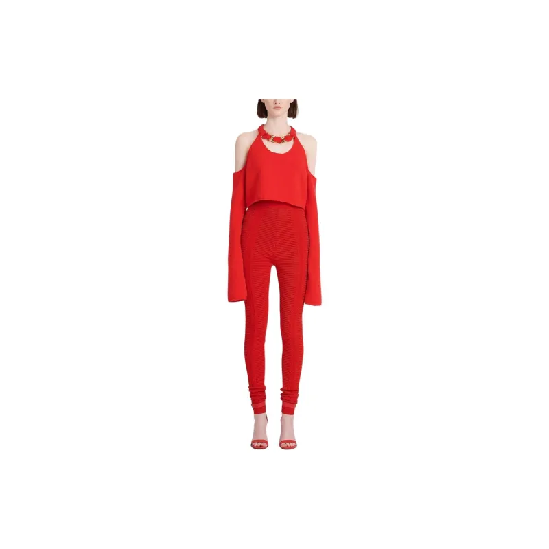 BALMAIN High waisted Sheer Knitted Leggings-2