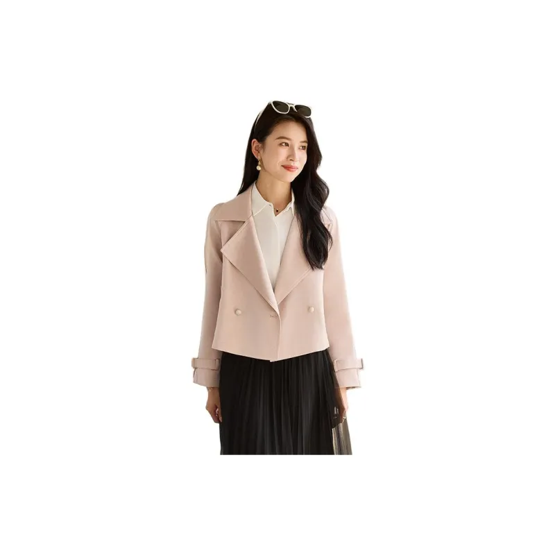 Yi Mengyuan Cropped Trench Coat Women's-12