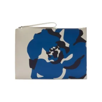 LACOSTE Synthetic Leather Clutch Women's White & Blue