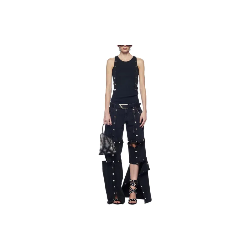 The Attico Snap Detailed Straight Leg Jeans-1