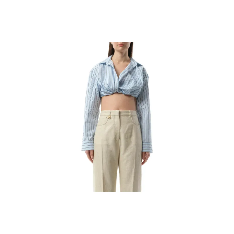 Jacquemus Striped Collared Cropped Shirt-1