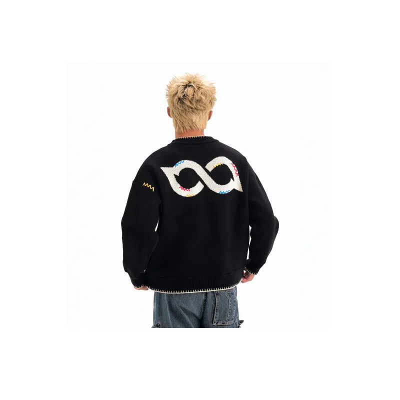 BIPOLAR Sweater Unisex Black Apricot Blue-3